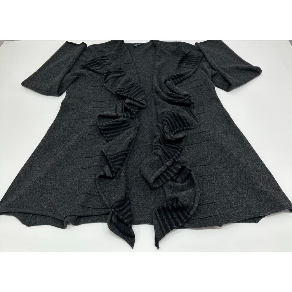 Eileen Fisher Merino Wool Cashmere Layered Open Front Long Cardigan Size Large - Picture 6 of 10
